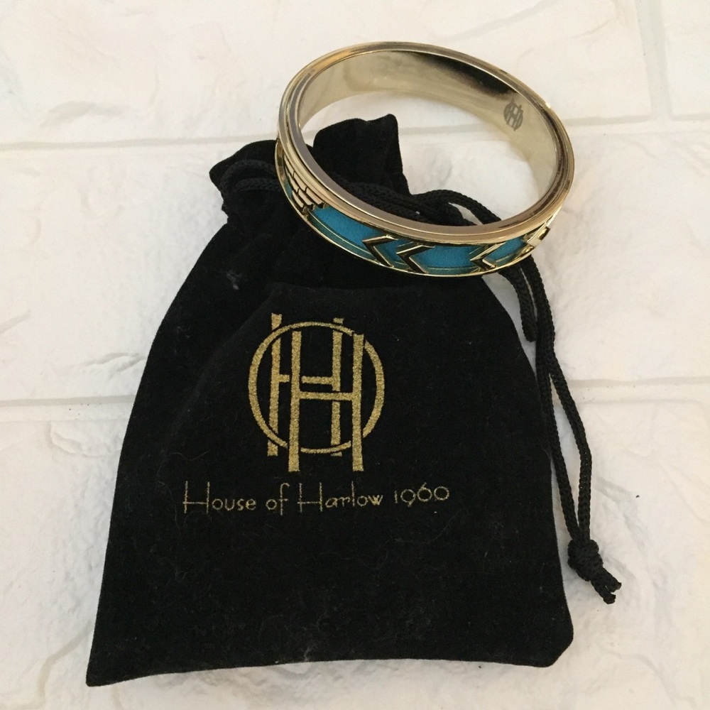 House of Harlow Aztec Gold & Turquoise Bracelet
